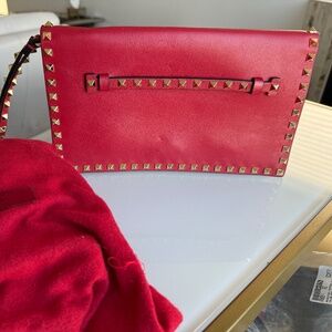 Valentino Red rockstud clutch